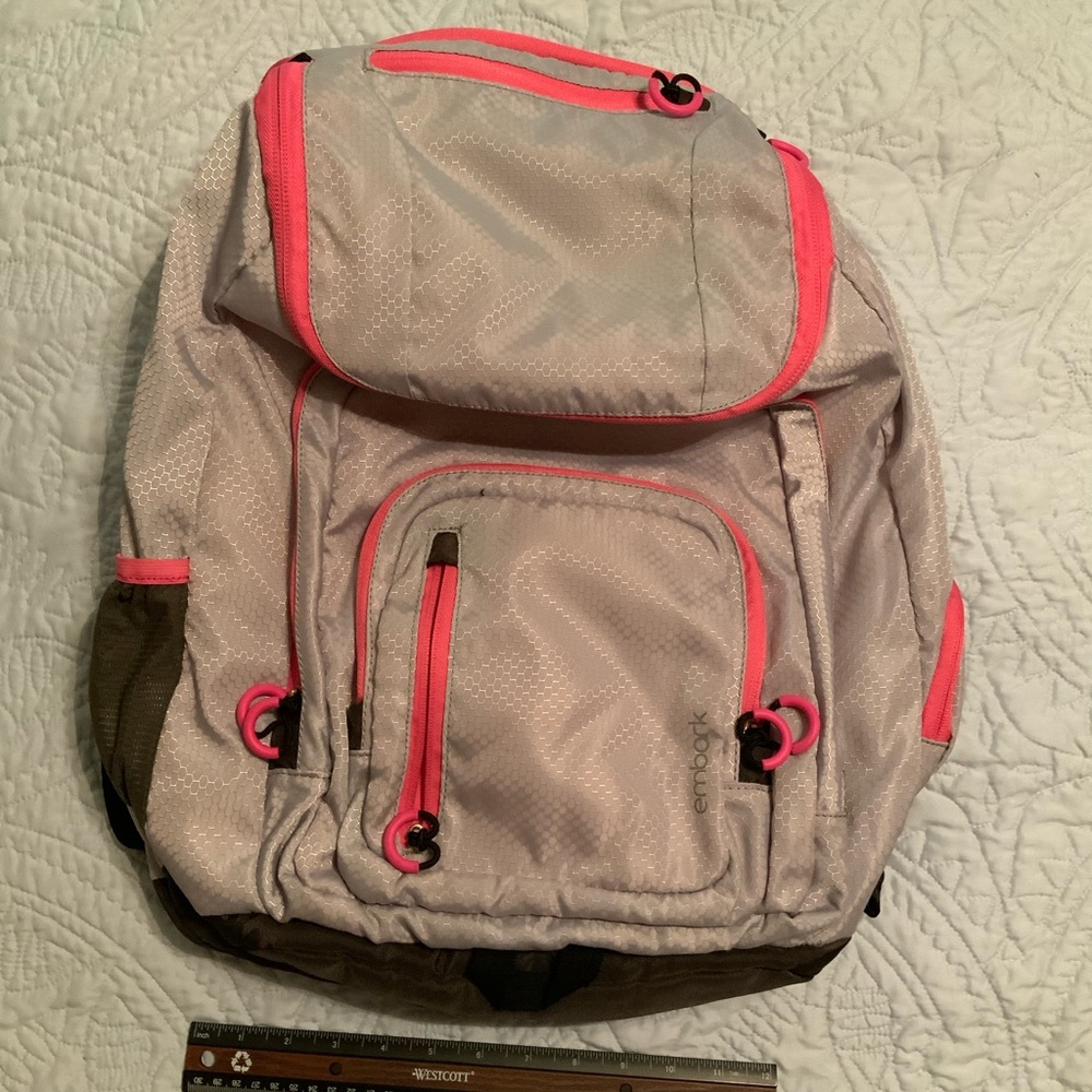 Grey and Pink Embark Backpack